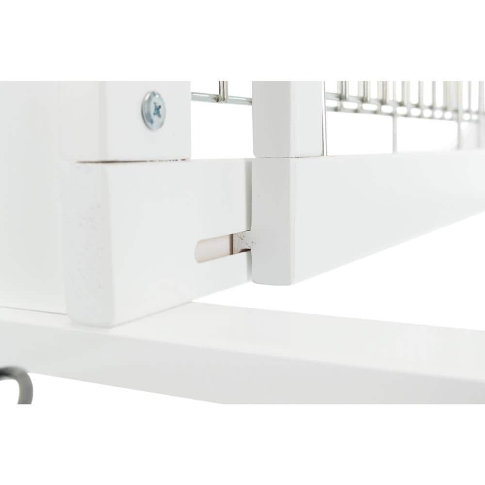 Adjustable White Wood and Metal Freestanding Pet Gate
