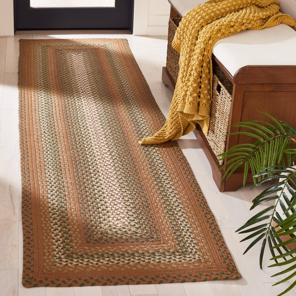 Handwoven Beige and Brown Cotton Braided Runner Rug