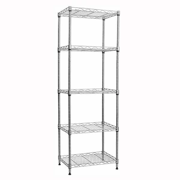 Unbranded Silver 5-Tier Metal Garage Storage Shelving Unit (16.6 in. W x 53.5 in. H x 11.8 in. D)