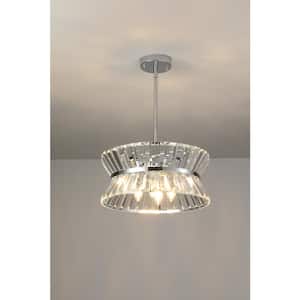 15.7 in. Modern 4-Light Transparent Crystal Hour-glass Chandelier for Living Room with no bulbs included