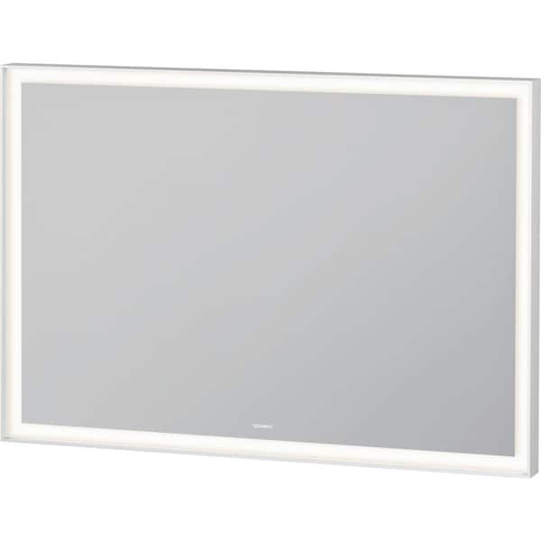 Duravit L-Cube 2.625 in. W x 27.5 in. H Rectangular Frameless Wall Mount Bathroom Vanity Mirror in White Aluminum