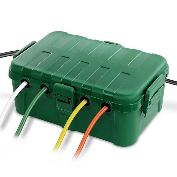 EKIEUDL 8.5 in. x 12.5 in. x 5 in. Polypropylene Green 4-Gang IP54 Waterproof Electrical Box (1-Pack)