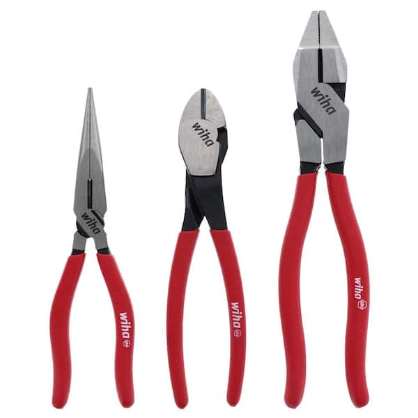 Long Nose, Diagonal Cutters, NE Style Lineman's Plier Set (3-Piece)