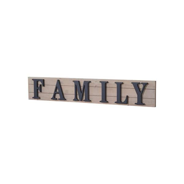 Unbranded Modern Farmhouse "FAMILY" Wood and Black Metal Decorative Sign