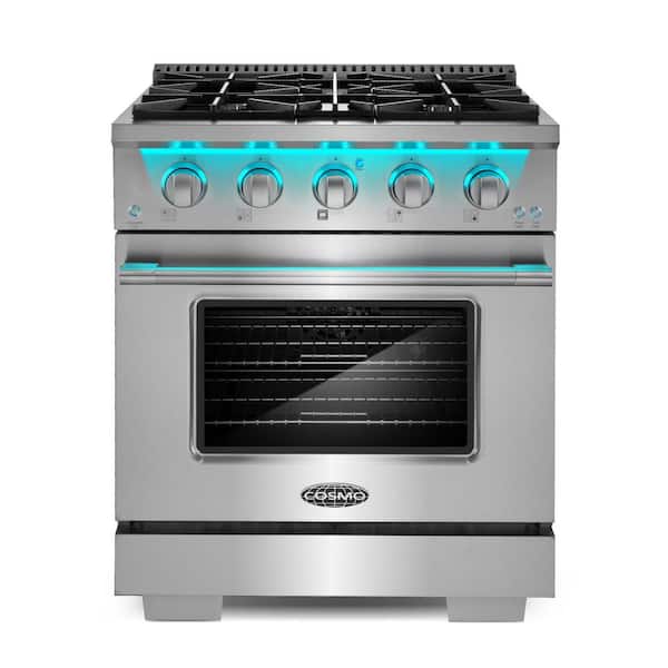 30 in. Vista Collection 3.5 cu. ft. Gas Range, 4 Burners, Convection Oven, LED Light Panel, in Modern Stainless Steel