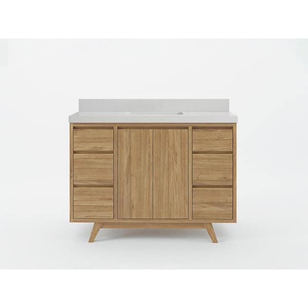 Willow Collections Madison Teak 48 in. W x 22 in. D x 36 in. H Bath Vanity in Golden Teak with 2 in Carrara Quartz Top