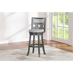 New Classic Furniture Gia 29 in. Gray Wood Swivel Bar Stool with Gray Fabric Seat