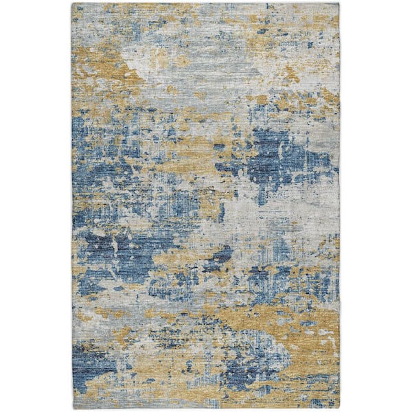 Dream Shag Premium Machine Washable Abstract ADS69 Blue 9 ft. x 12 ft. Area Rug