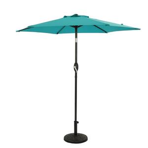 7.5 ft. x 7.5 ft. 50+ UPF Crank Tilt Steel Patio Umbrella without Base in Light Blue