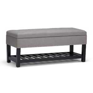 Lomond 44 in. Wide Transitional Rectangle Storage Ottoman Bench in Dove Grey Linen Look Fabric