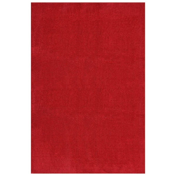 Garland Rug Gramercy 6 ft. x 9 ft. Classic Red Solid Color Plush Polypropylene Rectangle Bath Rug