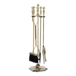 30.5 in. Tall 5-Piece Antique Brass Iron Concord Fireplace Tool Set