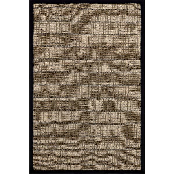 Armani Geometric Seagrass Black 9 ft. x 12 ft. Farmhouse Area Rug