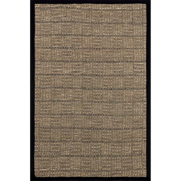 nuLOOM Armani Geometric Seagrass Black 9 ft. x 12 ft. Farmhouse Area Rug