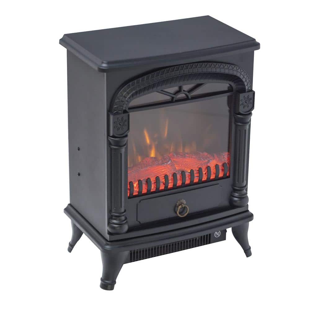 Comfort Zone 1,500-Watt Black Electric Fireplace Stove Heater with  Realistic 3D Flame Effect CZFP4 - The Home Depot