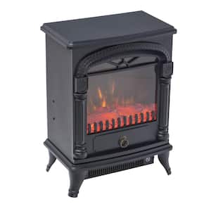 1,500-Watt Black Electric Fireplace Stove Heater with Realistic 3D Flame Effect