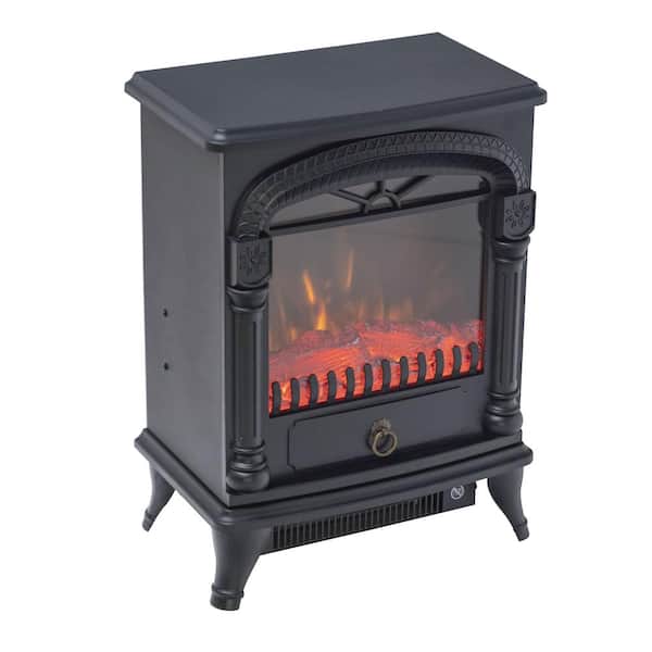 Comfort Zone 1,500-Watt Black Electric Fireplace Stove Heater with Realistic 3D Flame Effect