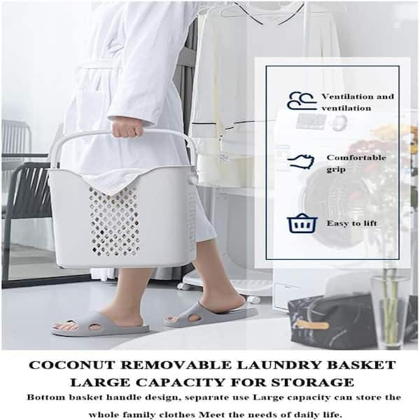 2-Tier Laundry Hamper Sorter with Hanging Bar, Rolling Laundry