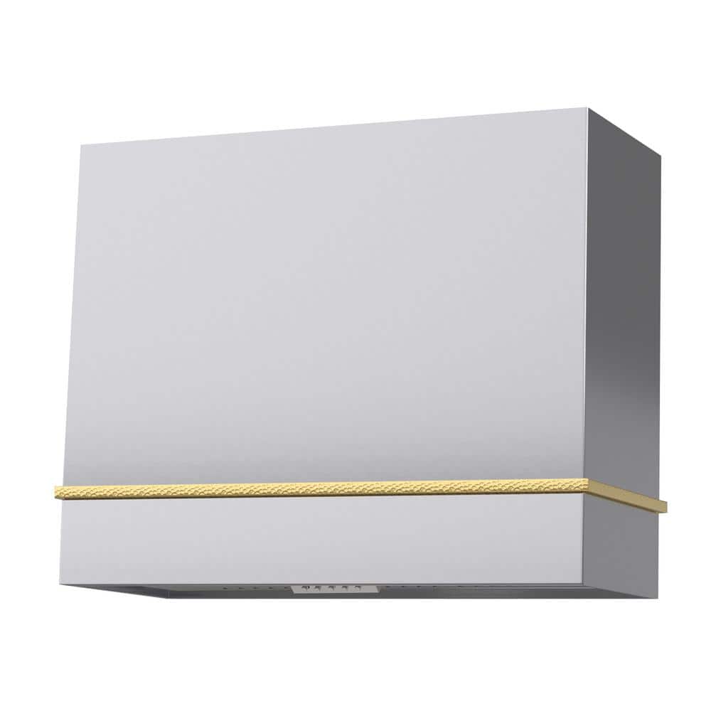 36 in. Stainless Steel Ducted Wall Mount Range Hood with 600 CFM Vent Motor, 3-Speed, in Stainless Steel with Gold