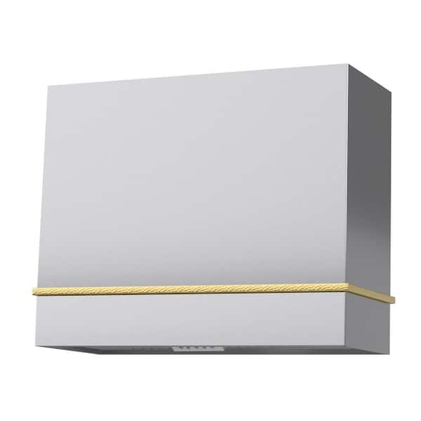Akicon 36 in. Stainless Steel Ducted Wall Mount Range Hood with 600 CFM Vent Motor, 3-Speed, in Stainless Steel with Gold