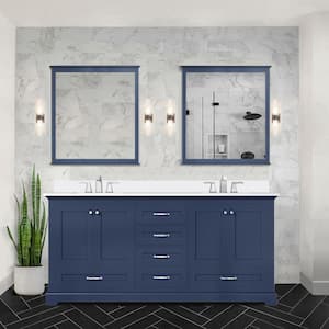 Lexora Dukes 60 in. W x 22 in. D Navy Blue Double Bath Vanity and ...