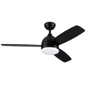 Splenda 48 in. Smart Indoor Matte Black Ceiling Fans with Integrated LED, Reversible DC Motor and Remote Control