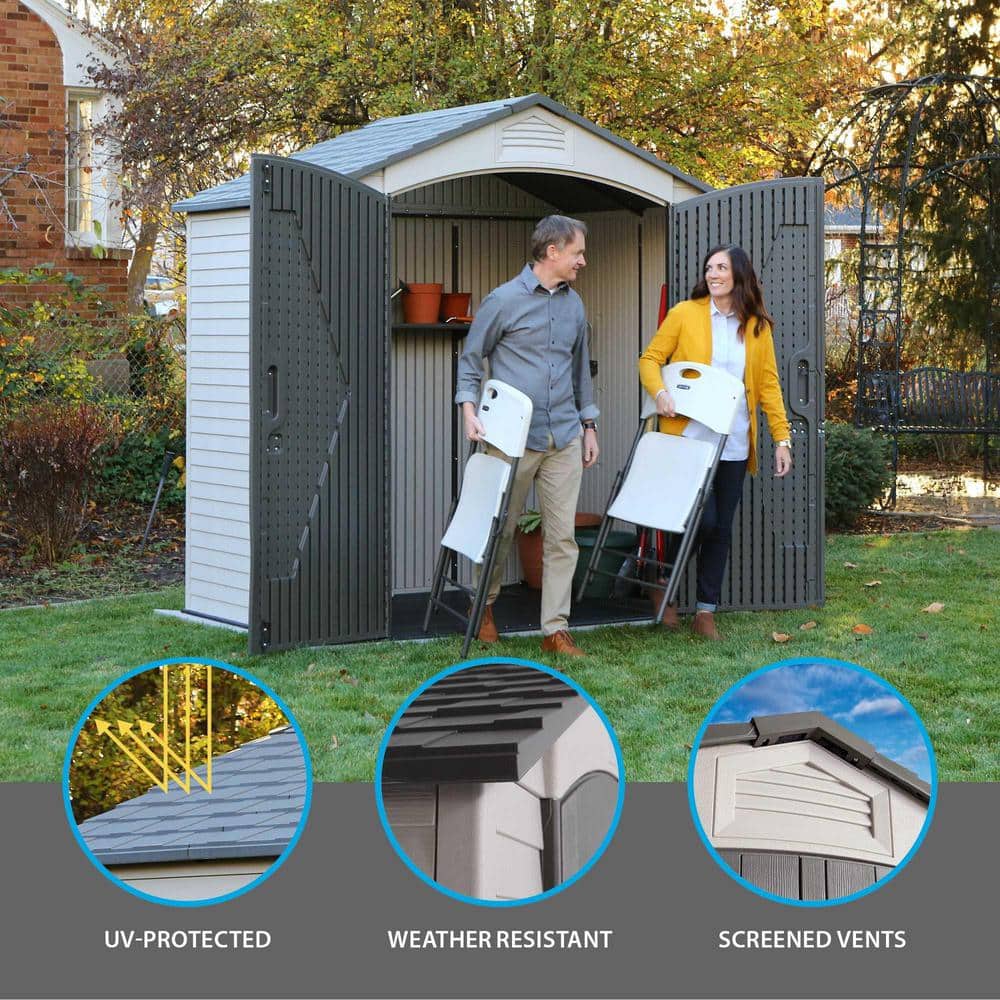 Lifetime 7 x 4.5 ft Brown Polyethylene Storage Shed with Shelving