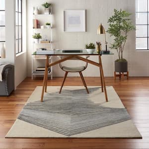 Symmetry Ivory/Grey 4 ft. x 6 ft. Abstract Contemporary Area Rug
