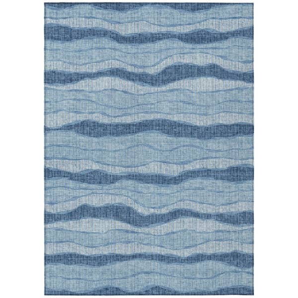 Chantille Machine Washable Indoor/Outdoor Abstract ACN2849 Denim 9 ft. x 12 ft. Area Rug