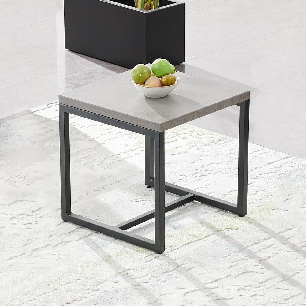 HUMMUH Valenta Gray Table Shape Metal Outdoor Side Table