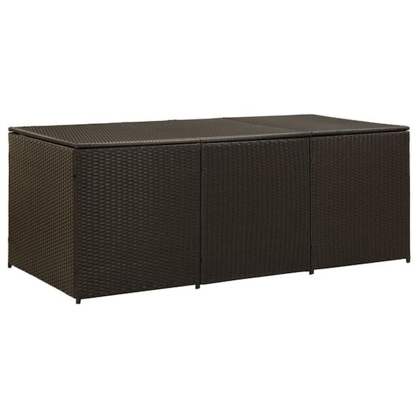 Modern 35.4 in. W x 70.9 in. D x 27.6 in. H Brown Rattan Outdoor Storage Cabinet