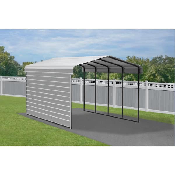 12 ft. W x 20 ft. D x 9 ft. H Eggshell Galvanized Steel Carport with 1-Side Wall Kit