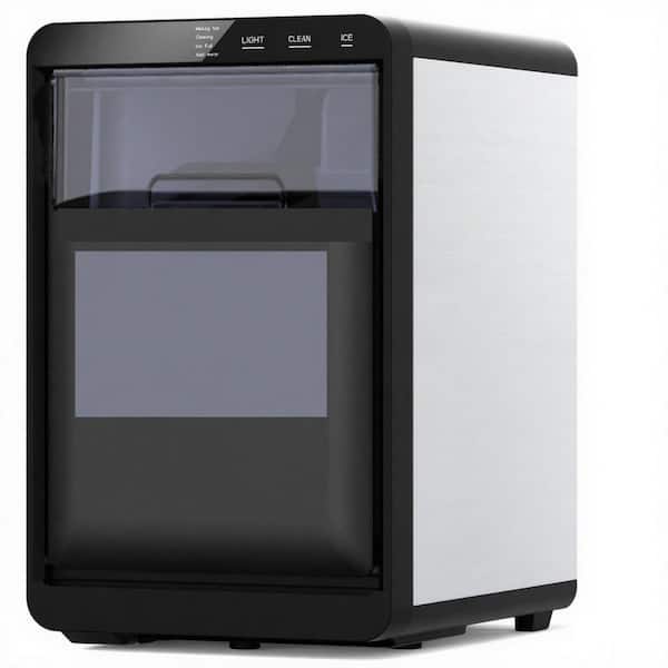 9.45 in. 44 lb. Portable Ice Maker Countertop Nugget Ice Maker with Touch Controls in Stainless Steel Black