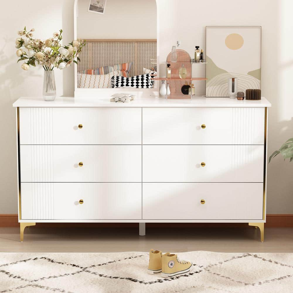 FUFU&GAGA White Wooden Accent Storage Cabinet, Dresser, Make Up Vanity ...