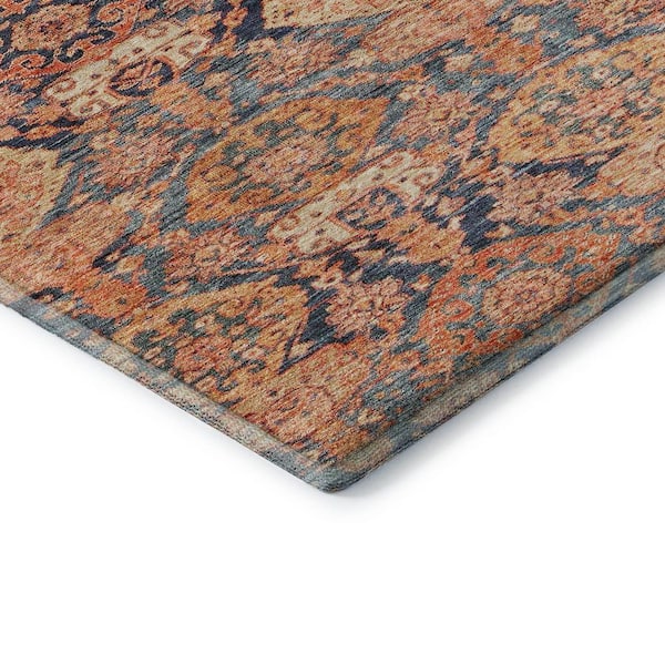 Mayfield Premium Machine Washable Abstract AMF1084 Terracotta 9 ft. x 12 ft. Area Rug