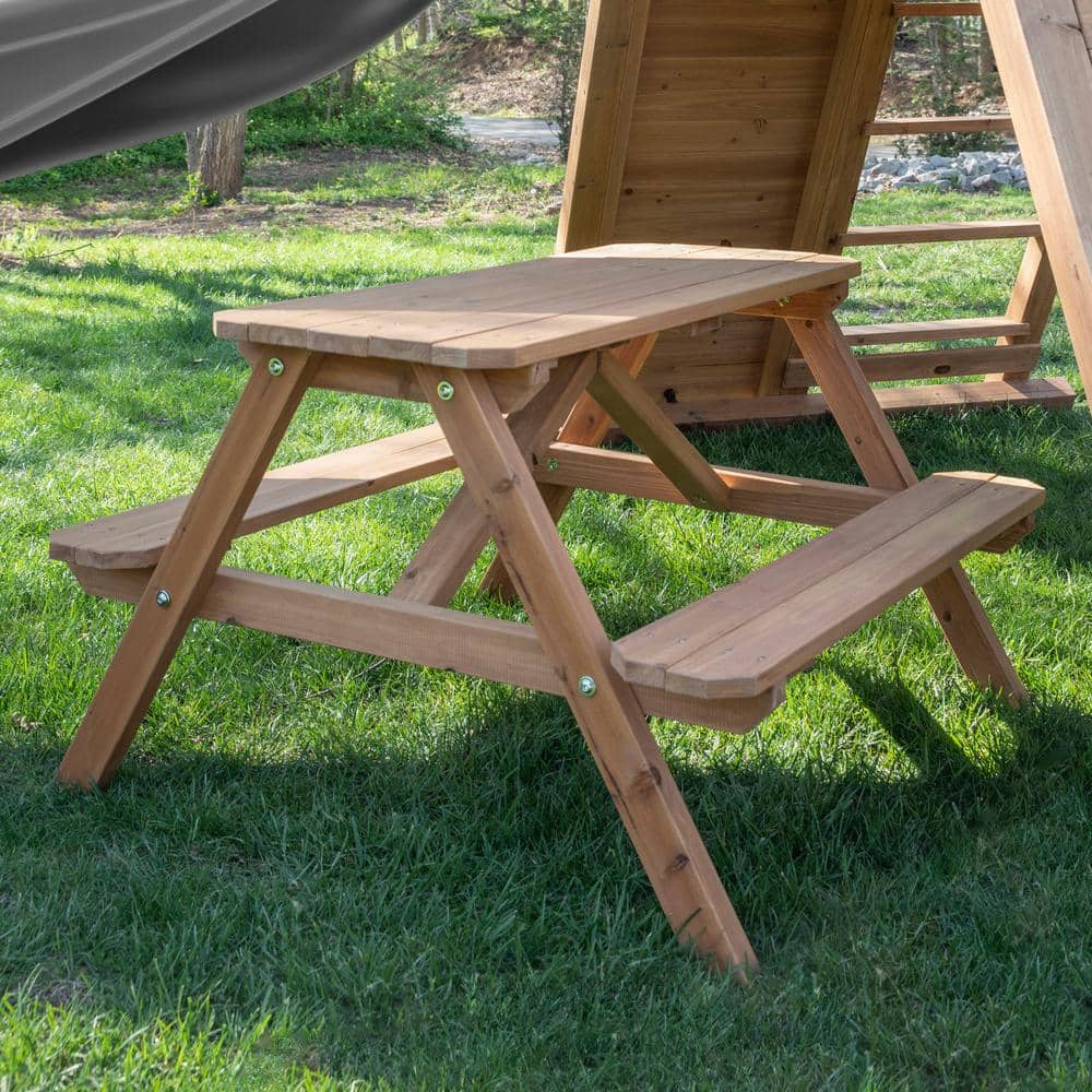 Endeavor II Cedar Swing Set with Gray Wave Slide