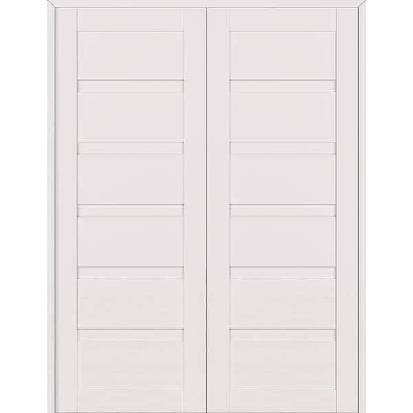 Louver 56 in. x 79.375 in. Both Active Snow White Wood Composite Double Prehung Interior Door