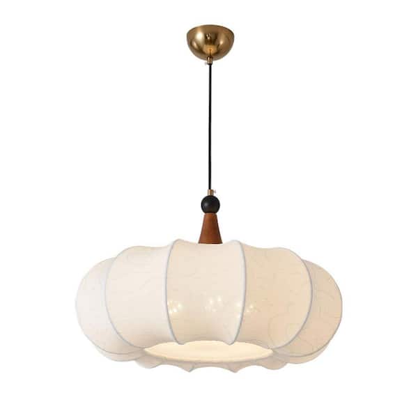 5 Lights Bronze Antique Drum Adjustable Hanging Chandelier for Living Dining Room, with White Fabric Shade