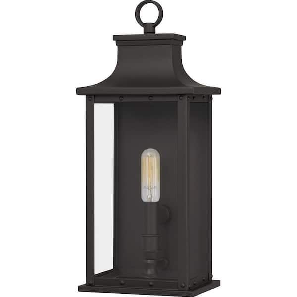 Quoizel Abernathy 6.5 in. 1-Light Old Bronze Outdoor Wall Lantern Sconce with Clear Tempered Glass