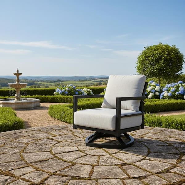 WOQWOQ Modern Outdoor Swivel Lounge Chair with 360° Rotation and