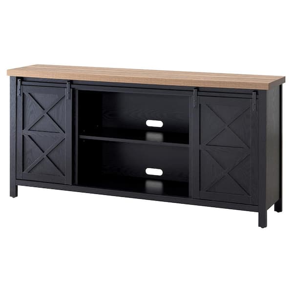 Meyer&Cross Elmwood 68 in. Black Grain and Golden Brown TV Stand Fits TV's up to 75 in.