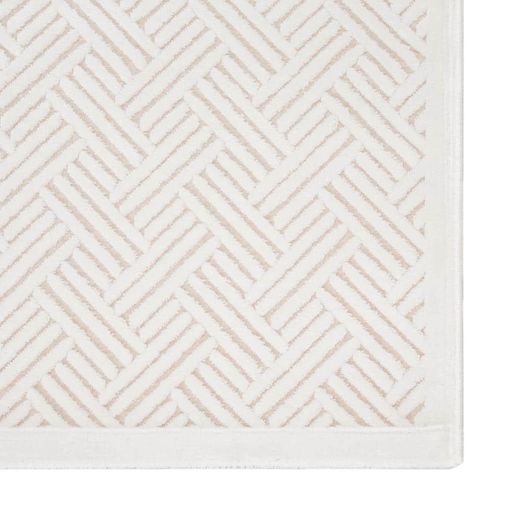Ivory Elegance Tufted Rectangular Area Rug in Viscose and Chenille Blend