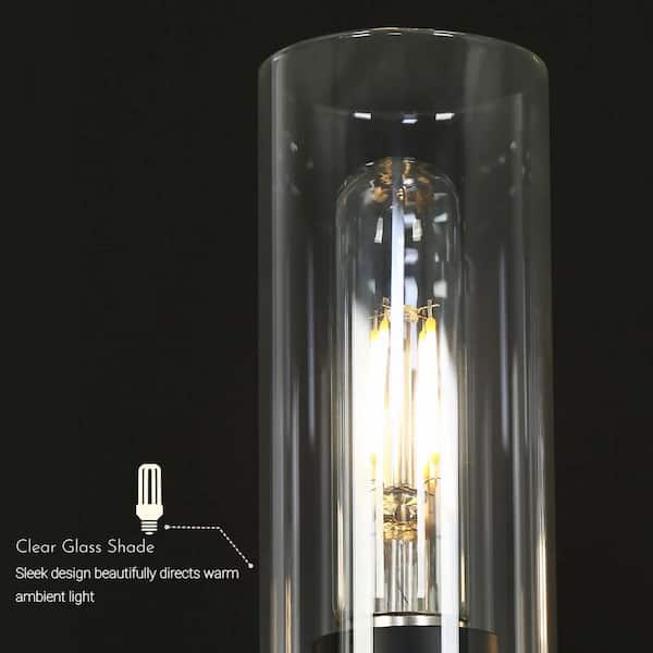 Yehudis Modern Industrial 3-light Black Linear Island Pendant Light with Clear Cylinder Glass Shade for Dining Room