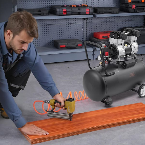 Air Compressor, 15 Gal. Steel Tank, 2HP 5.3 CFM@90 PSI Oil Free Air Compressor & Max. 125PSI Pressure, 78dB Compressor