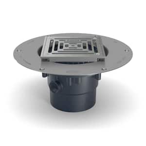 9.85 in. Stainless Steel Top Assembly, Adjustable with Deck Plate and 2 in. x 3 in. Outlet, Floor Drain
