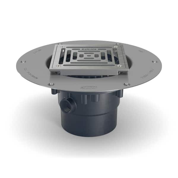 Zurn 5 in.Stainless Steel Top Assembly, Adjustable with Deck Plate, and 3 in. x 4 in. Outlet, Floor Drain