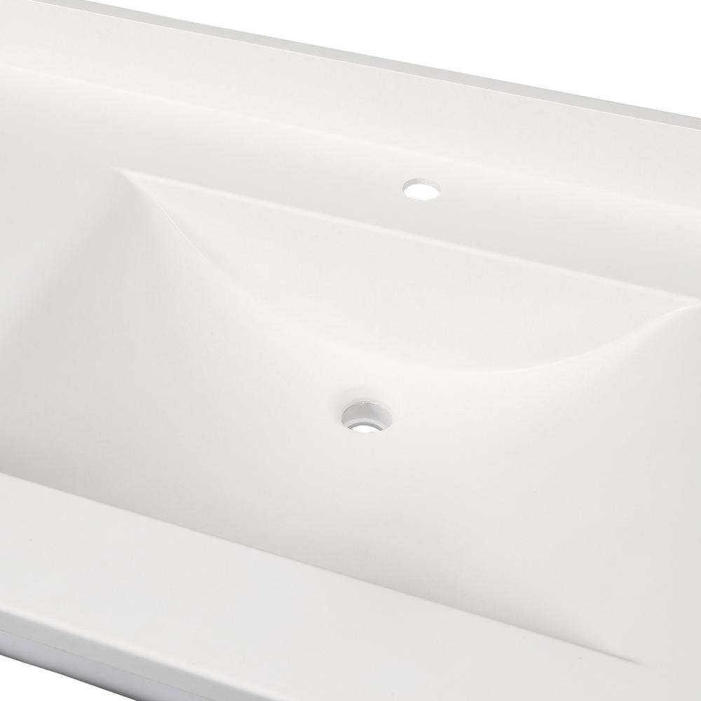 White Engineered Solid Surface Single Sink Bathroom Vanity Top