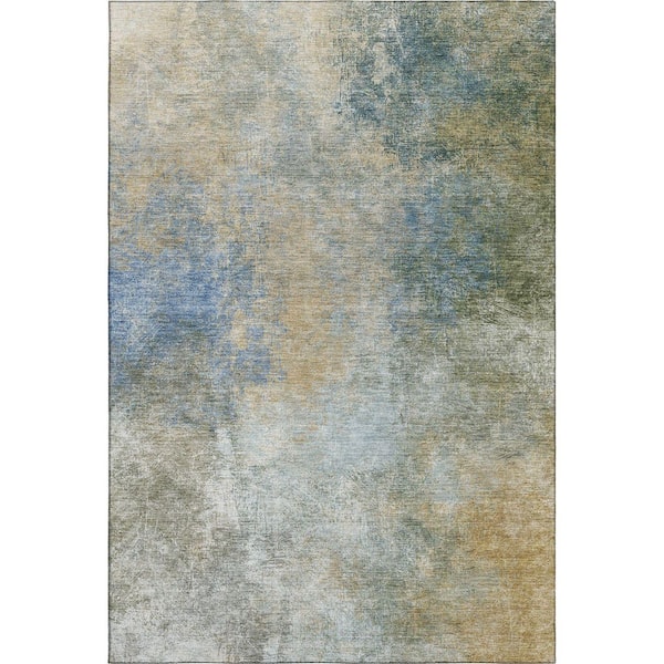 Mayfield Premium Machine Washable Abstract AMF1999 Khaki 5 ft. x 7 ft. 6 in. Area Rug