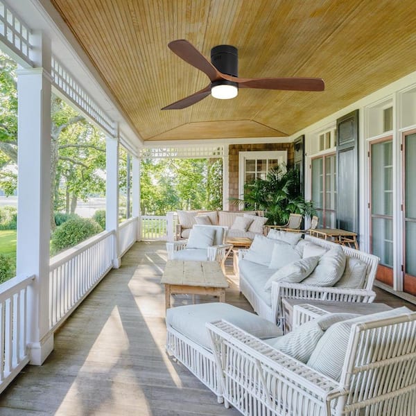 CACI Mall 52 in. Indoor Smart Standard Flush Mount Solid Wood
