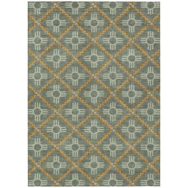 Chantille Machine Washable Indoor/Outdoor Abstract ACN2686 Basil 10 ft. x 14 ft. Area Rug